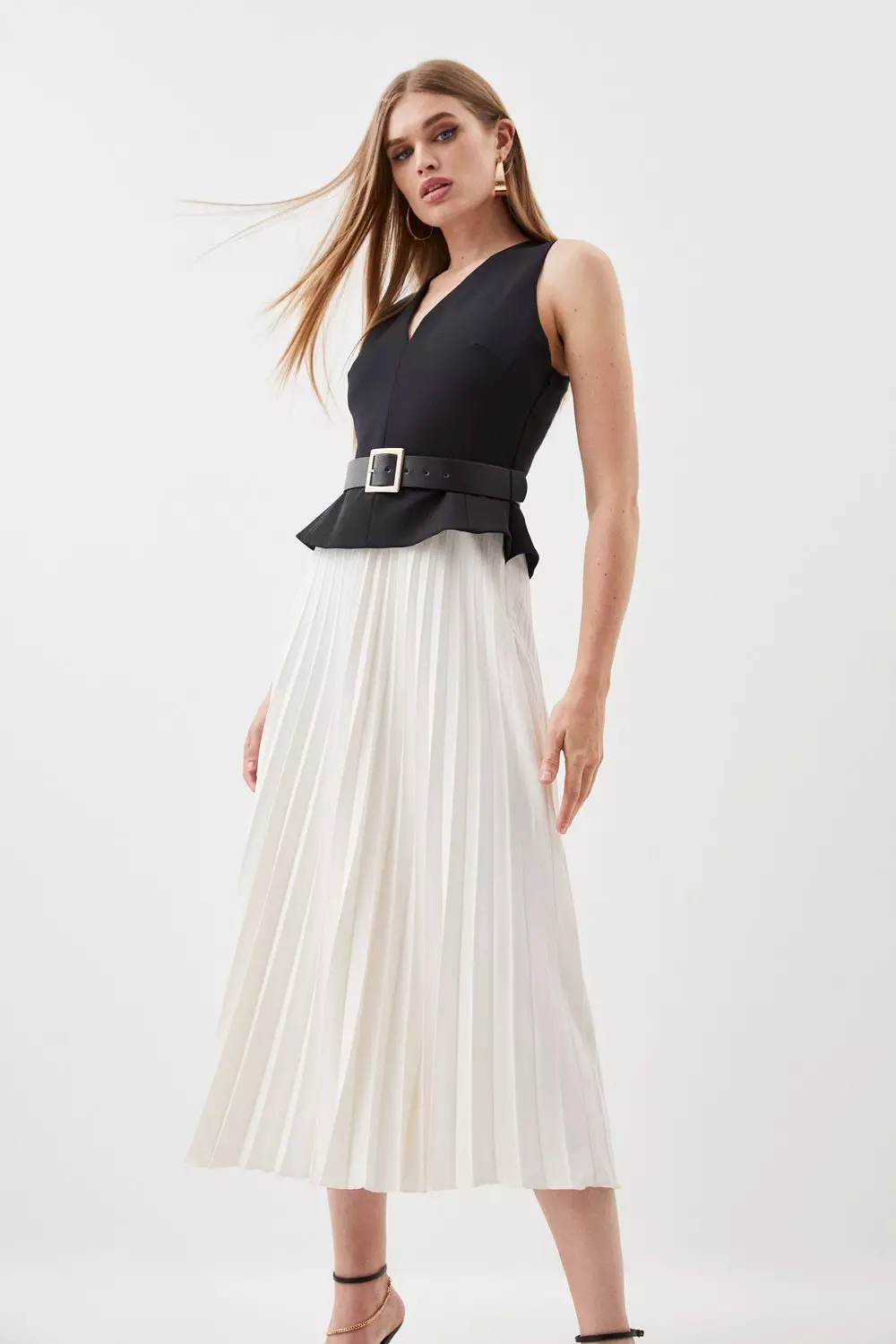 Karen millen pleated midi dress online