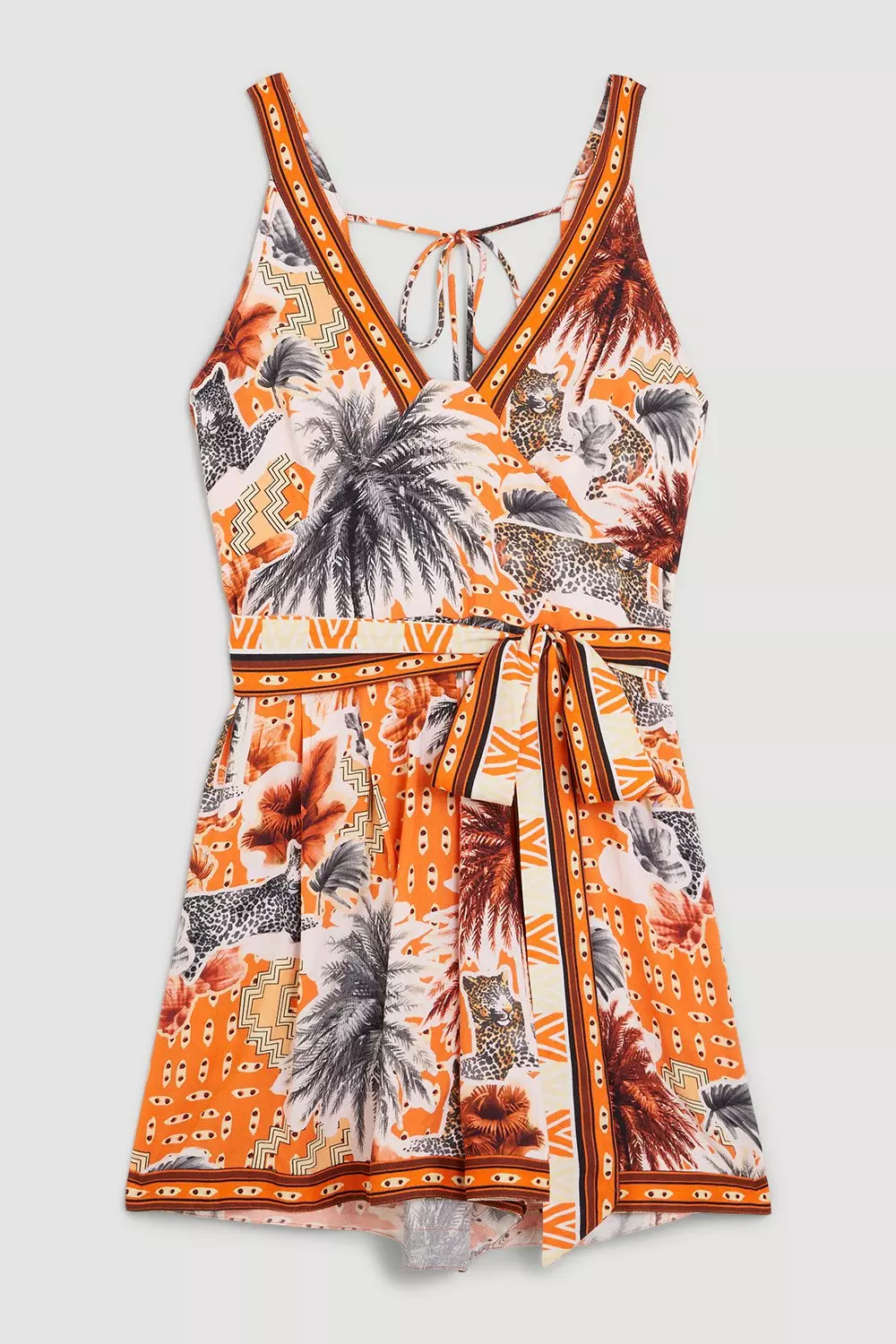 【KAREN MILLEN】レーストリム リネン ジャンプスーツ Viscose Linen Woven Jumpsuit With Lace Trim | Karen Millen