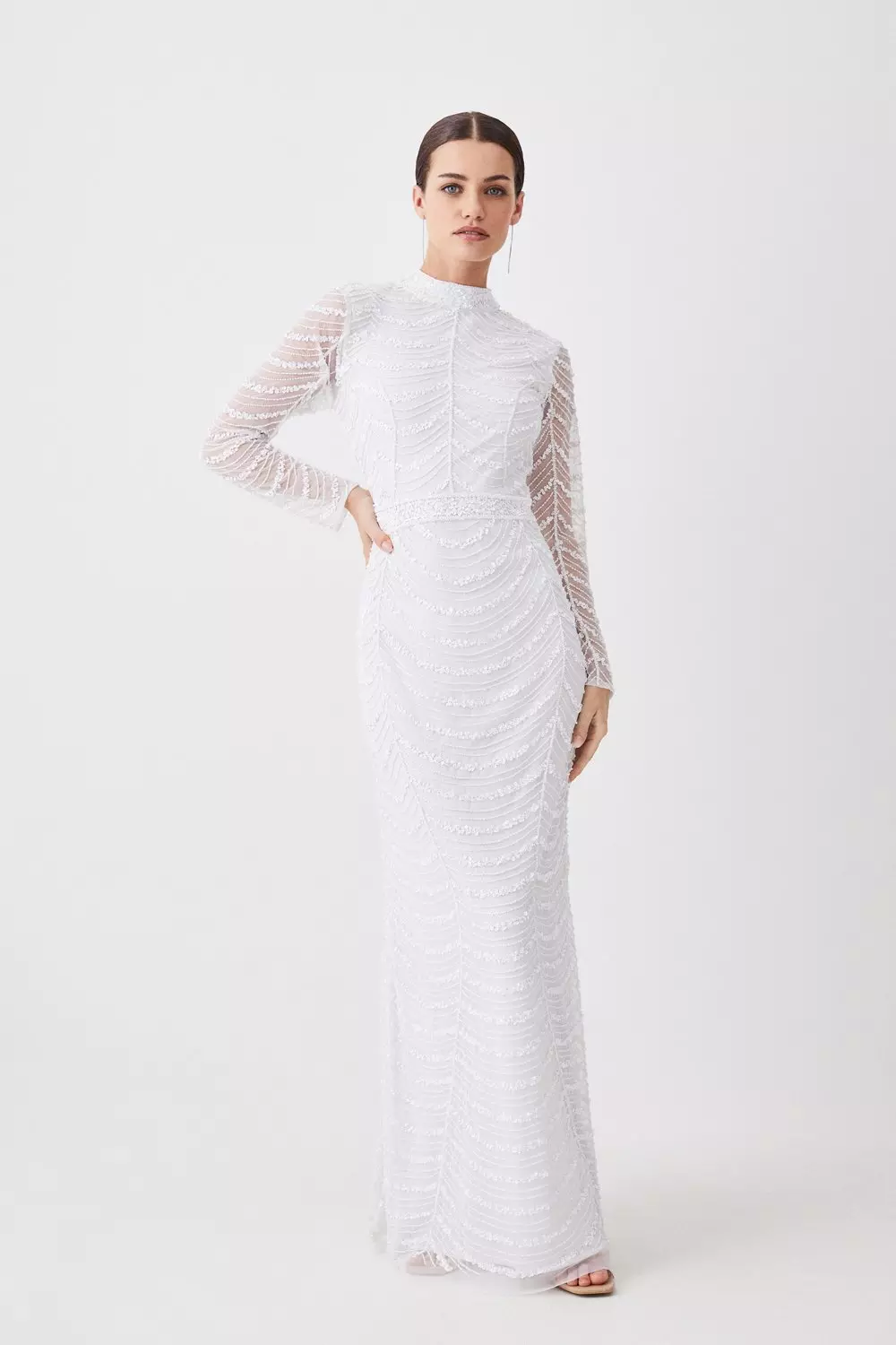 Draped Crystal Embellished Maxi Dress Karen Millen