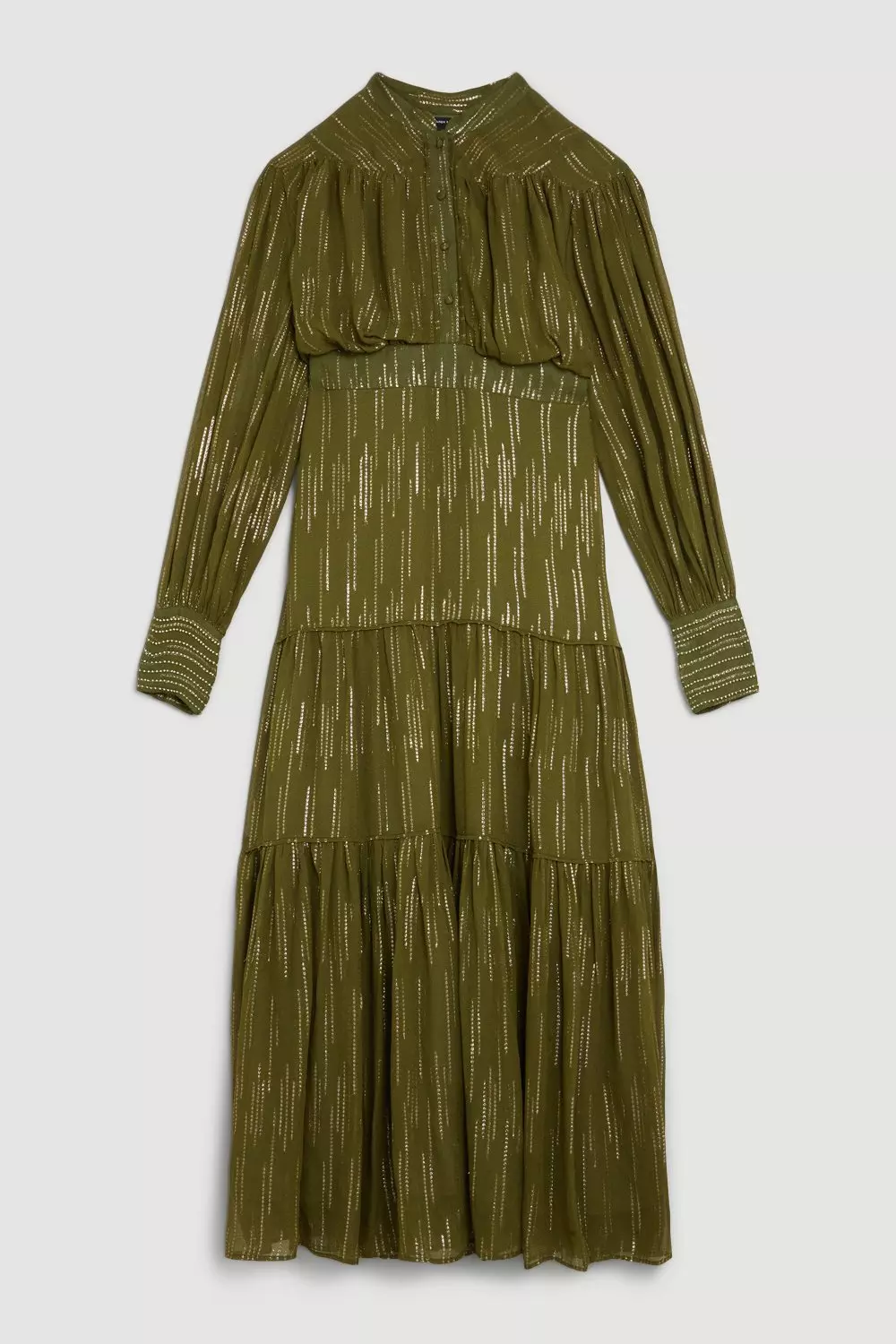 Beaded Sparkle Volume Sleeve Woven Maxi | Karen Millen