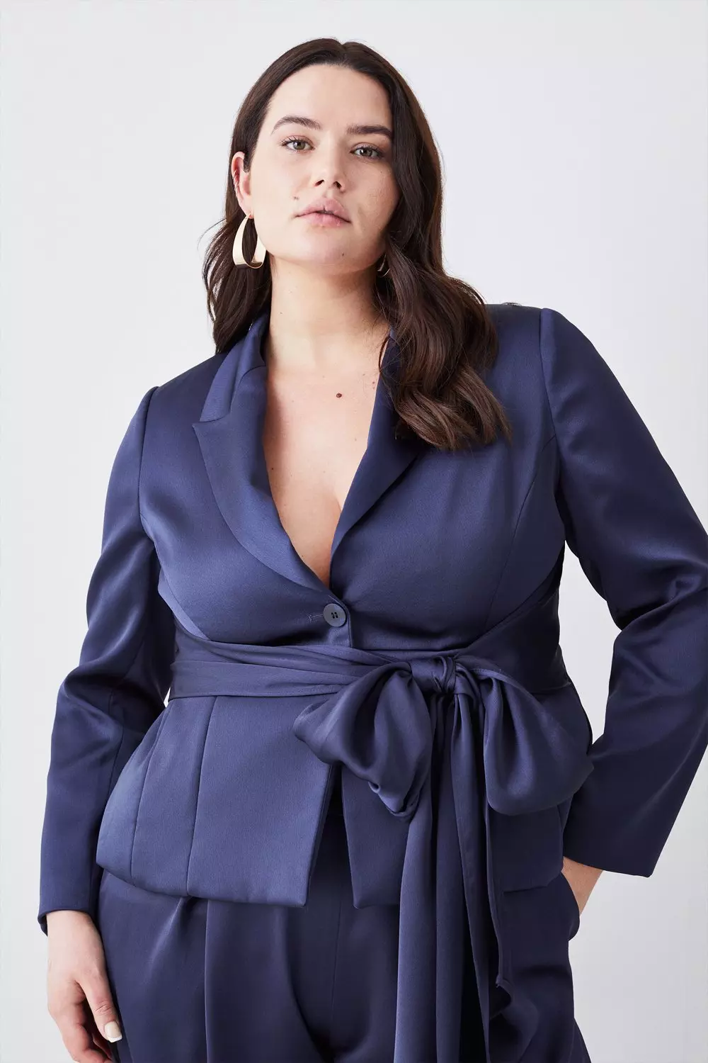 Plus size belted wrap coat online