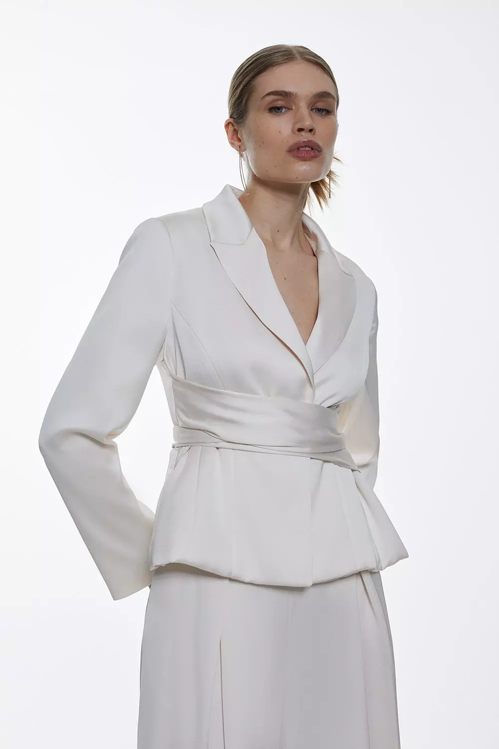 Satin Back Crepe Belted Wrap Jacket Karen Millen