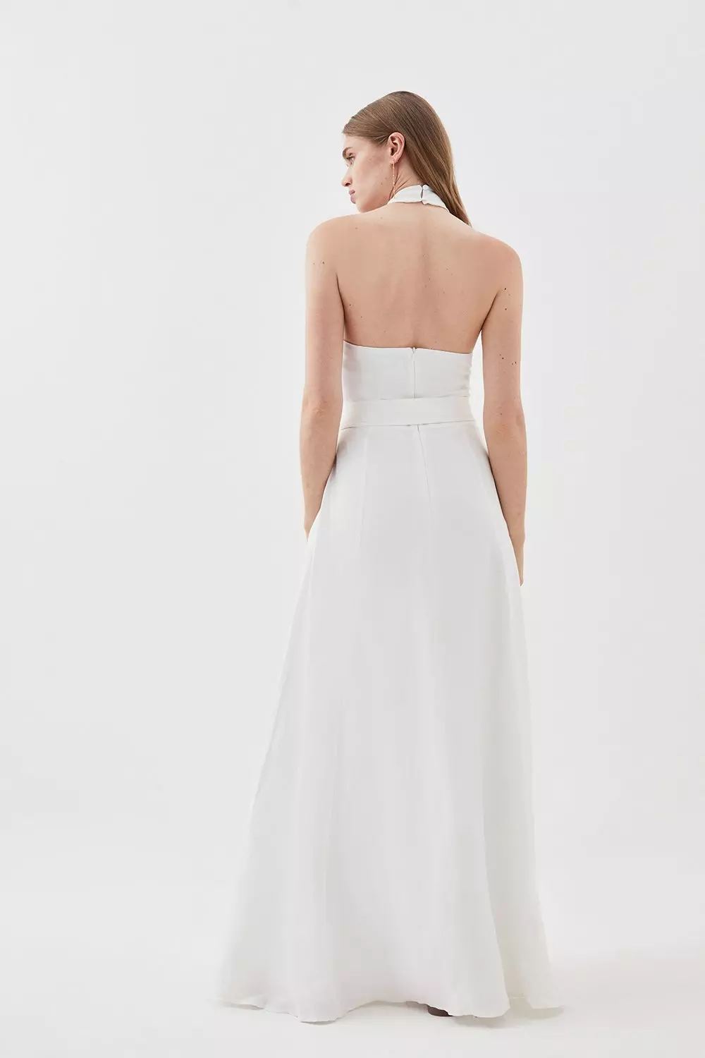Lydia Millen Tall Linen Halter Neck Tie Waist Maxi Dress