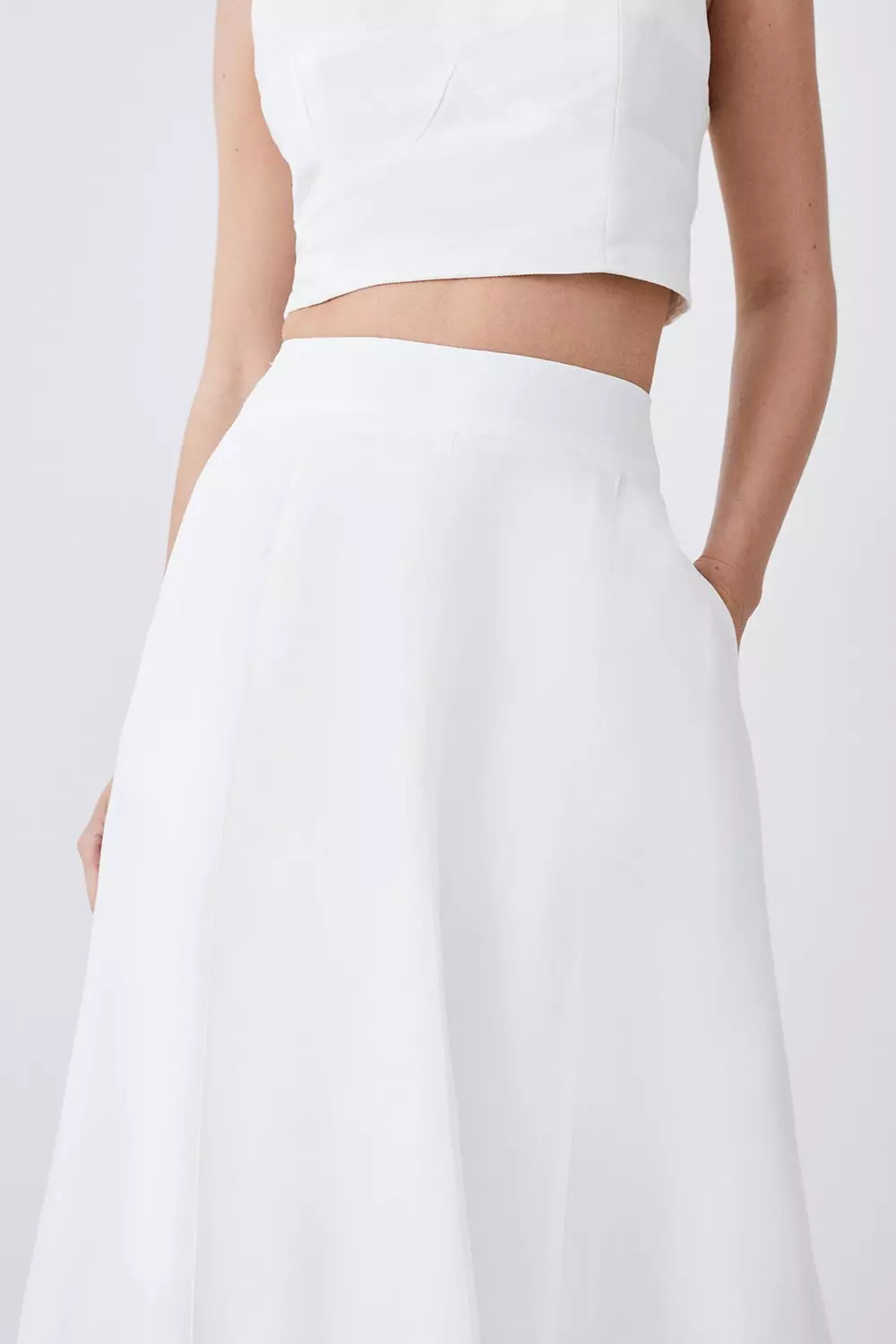 Lydia Millen Petite Linen Pleated Midi Skirt Karen Millen