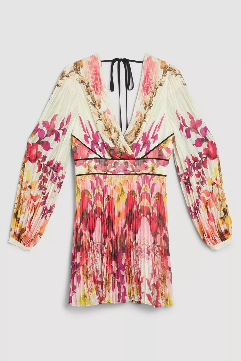 Mirrored Ombre Floral Pleat Drama Woven Mini Dress | Karen