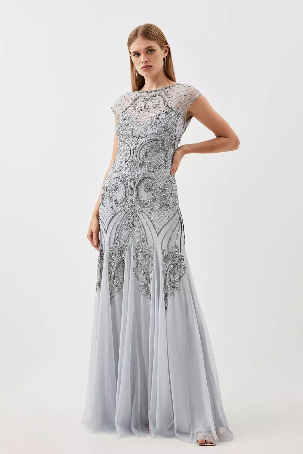 Embellished Bustier Woven Maxi Dress Karen Millen