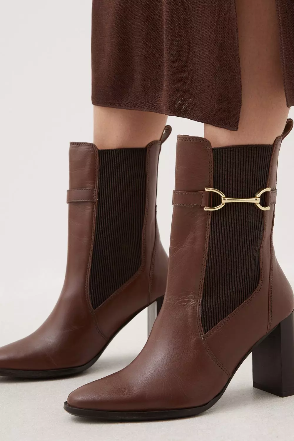 Leather Heeled Buckle Boot Karen Millen