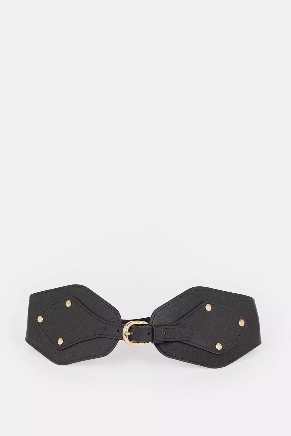 【Karen Millen】レザー ストレッチ 金具 ワイドウエスト ベルト Leather And Elastic Wide Waist Belt | Karen Millen