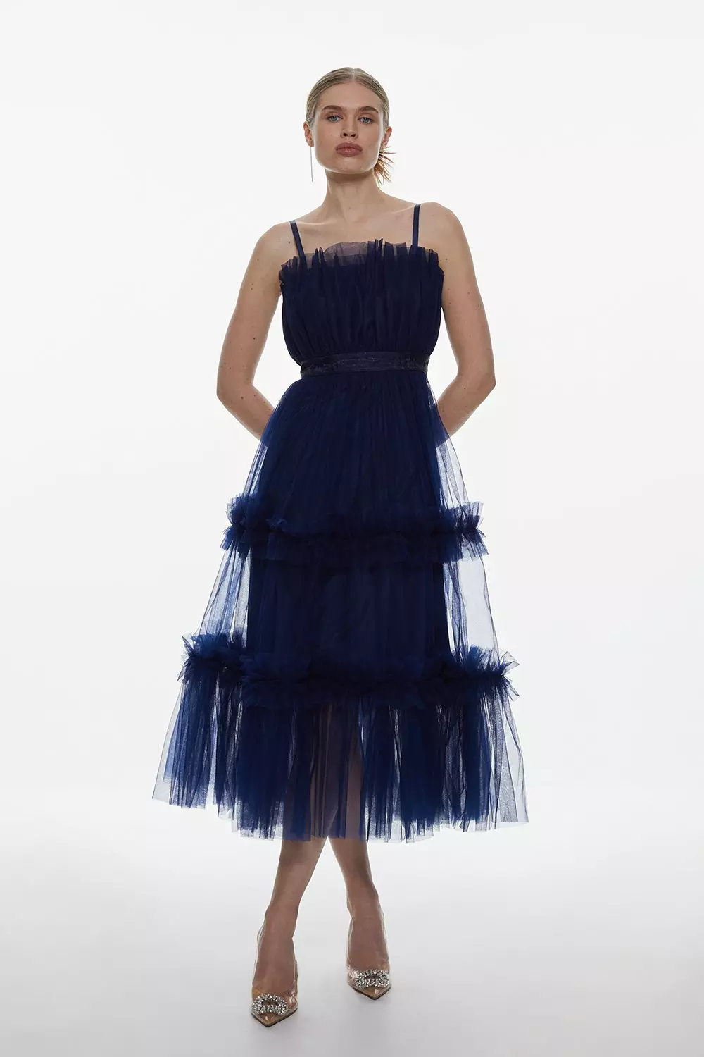 Navy tulle dress hotsell