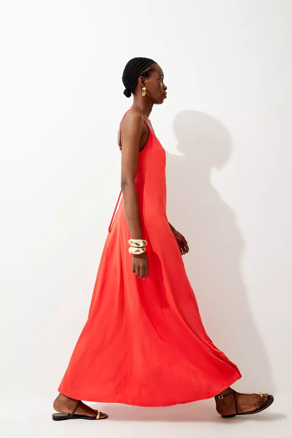 Coral Strappy Woven Maxi Sundress  alternative image