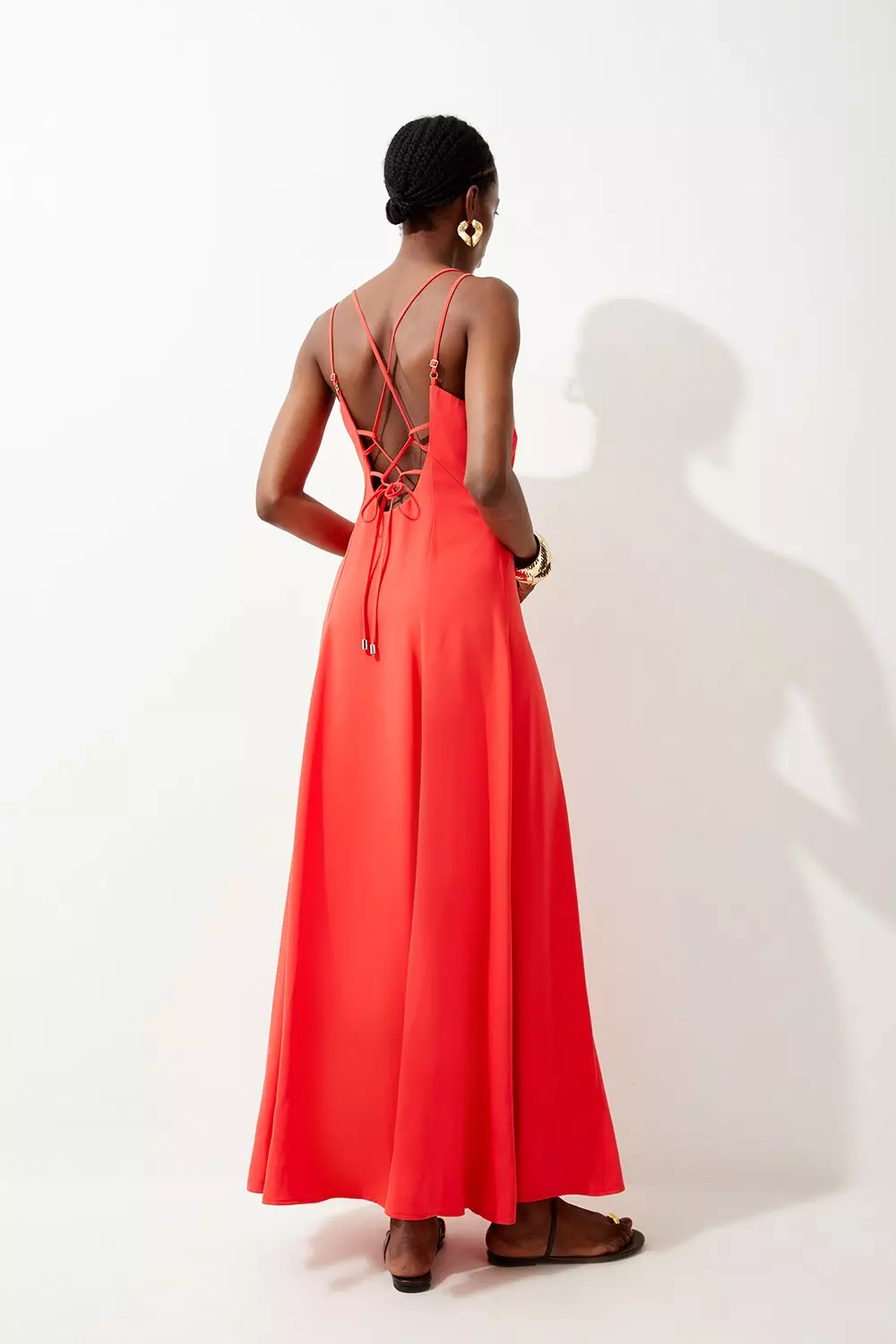 Coral Strappy Woven Maxi Sundress  alternative image