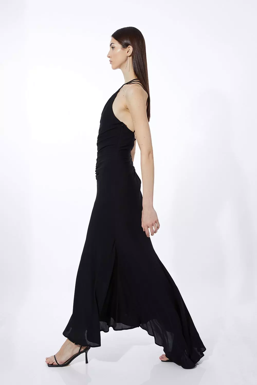 【Karen Millen】ストレッチ テーラード マキシ ワンピース Premium Ruched Halter Strappy Maxi Dress | Karen Millen