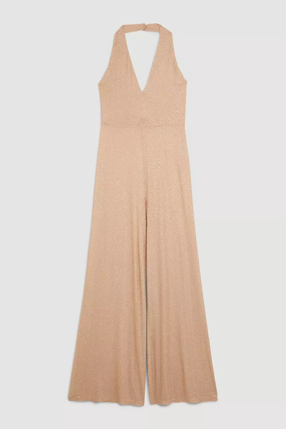 Embellished Halterneck Wide Leg Jersey Jumpsuit | Karen Millen