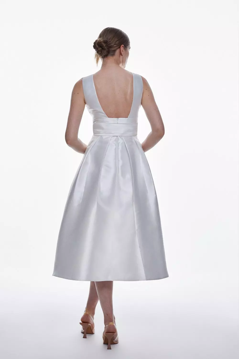 【KAREN MILLEN 】ミディドレス タイト 無地 Vネック タイト Premium Linen V Neck Wrap Detail Woven Midi Dress | Karen Millen