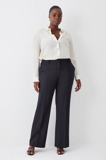 Black Plus Size Compact Stretch Tailored Flared Pants