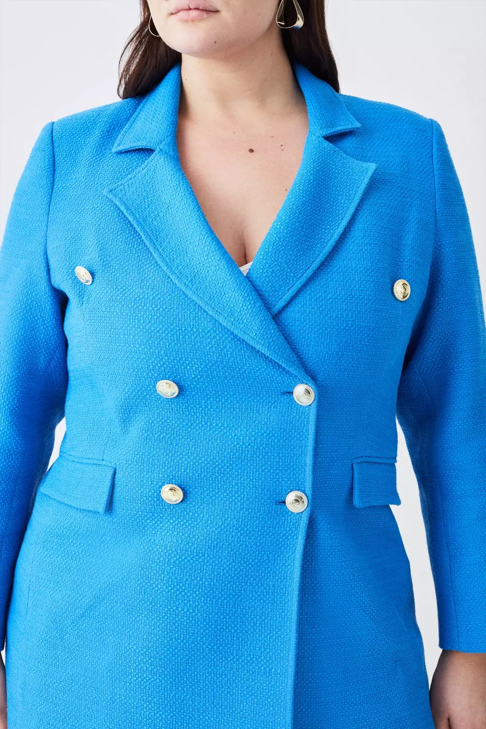 Plus Size Boucle Double Breasted Fitted Blazer Karen Millen