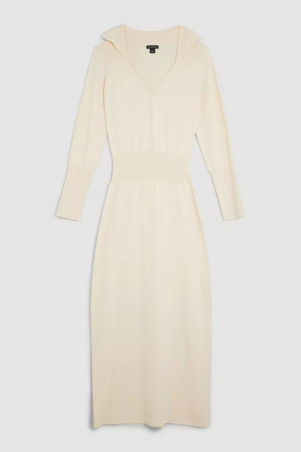 Ivory Viscose Blend Soft Touch Fly Collar Knitted Midaxi Dress alternative image
