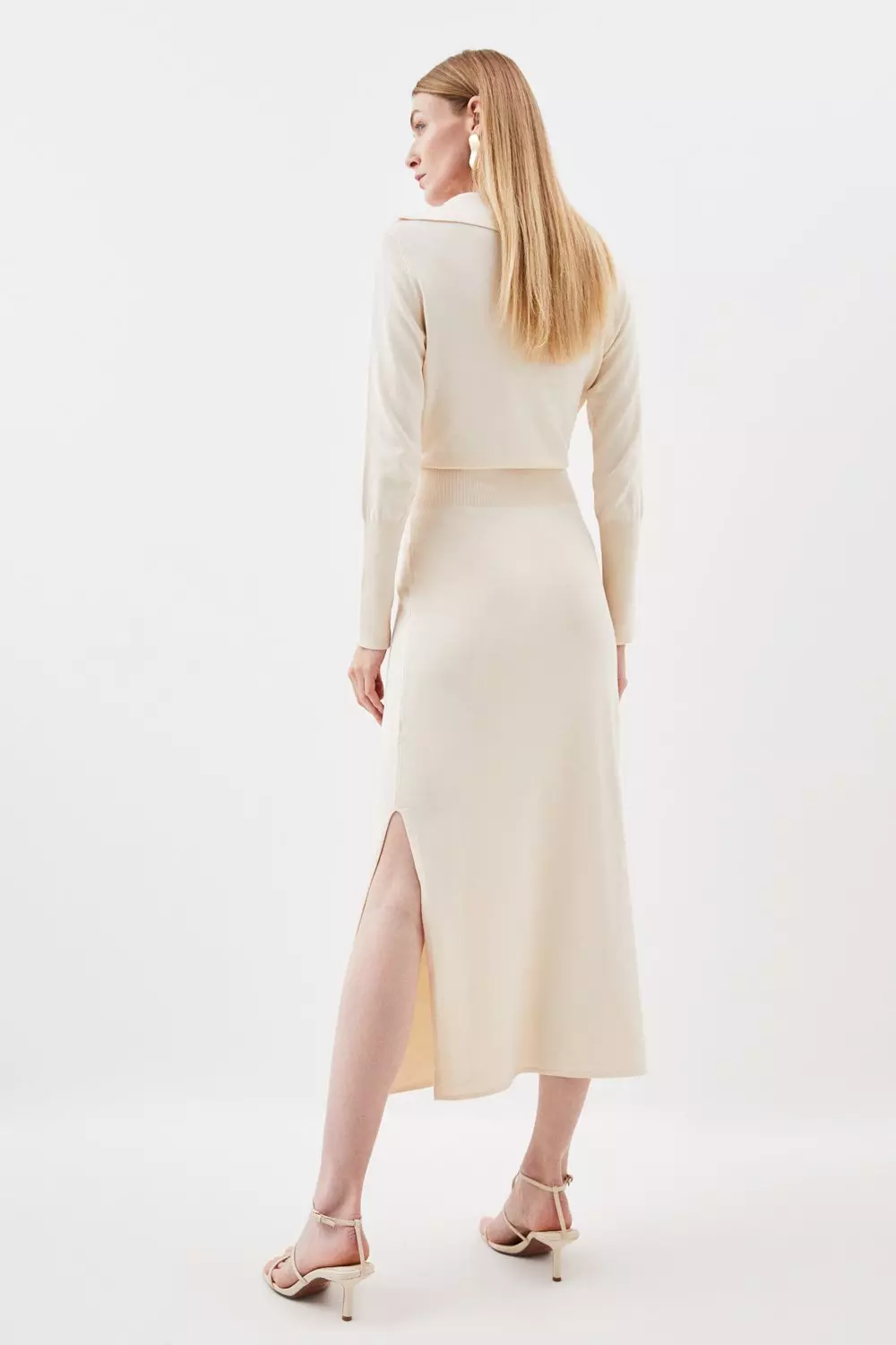 Ivory Viscose Blend Soft Touch Fly Collar Knitted Midaxi Dress alternative image