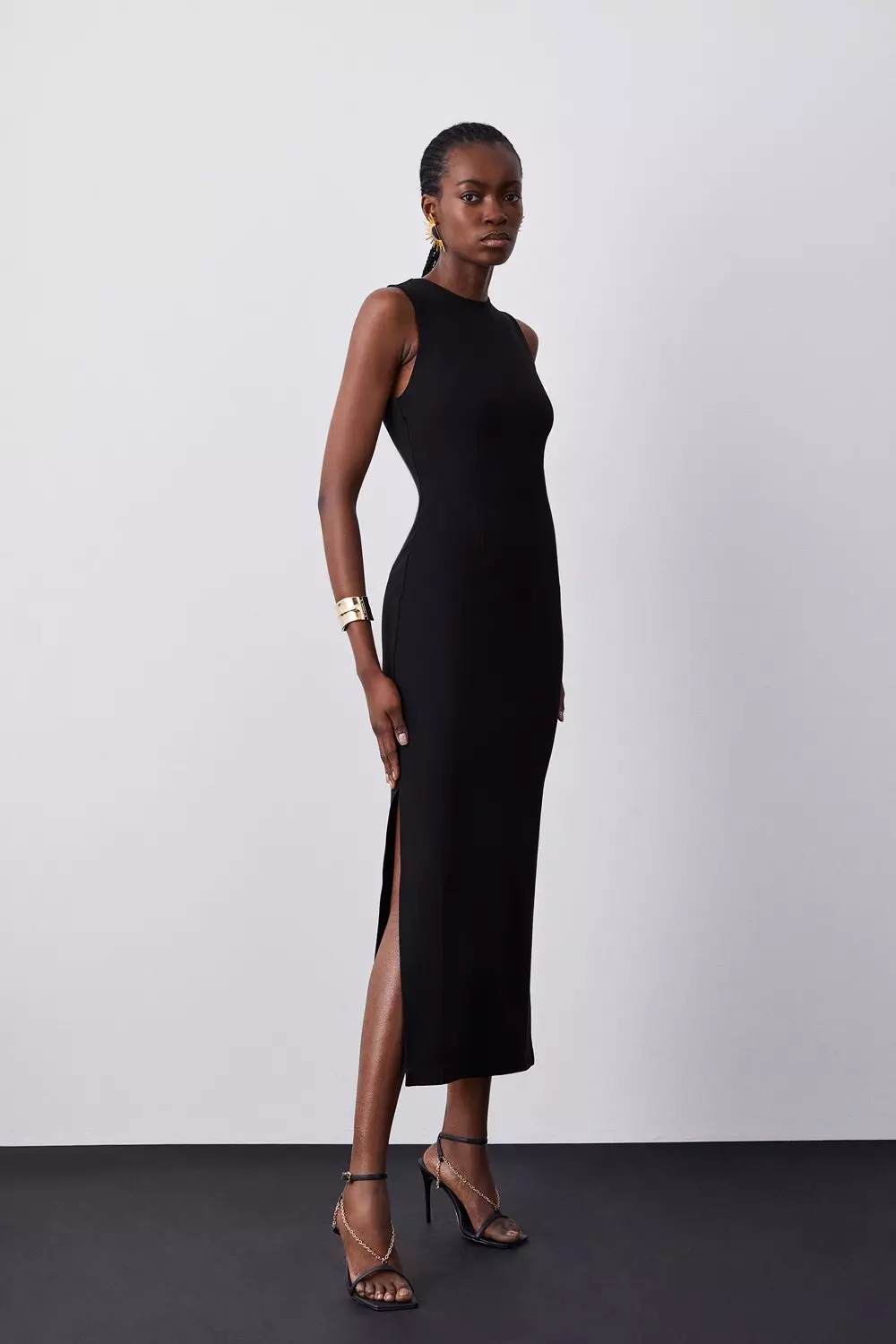 Ponte Crew Neck Maxi Dress Karen Millen