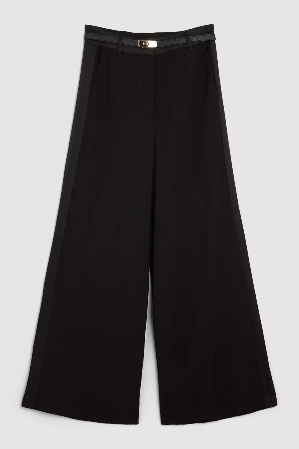 Black Satin Back Crepe Woven Wide Leg Pants alternative image