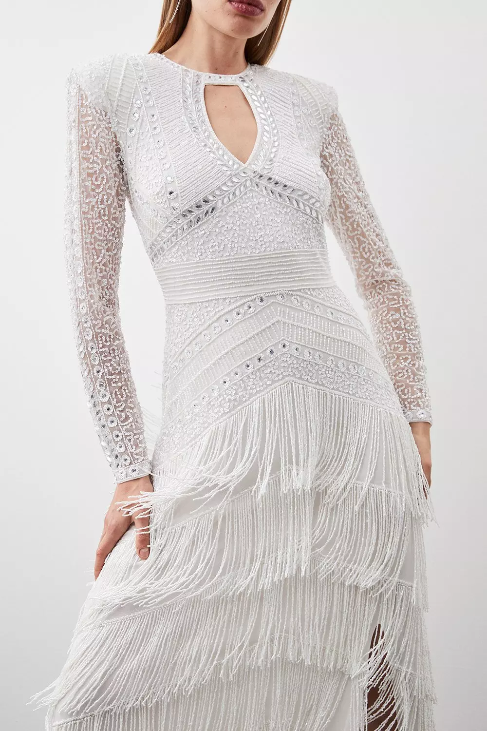 Crystal Embellished Long Sleeve Maxi Dress | Karen Millen