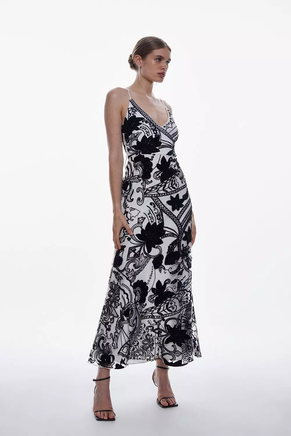Embellished Slip Style Woven Midi Dress | Karen Millen