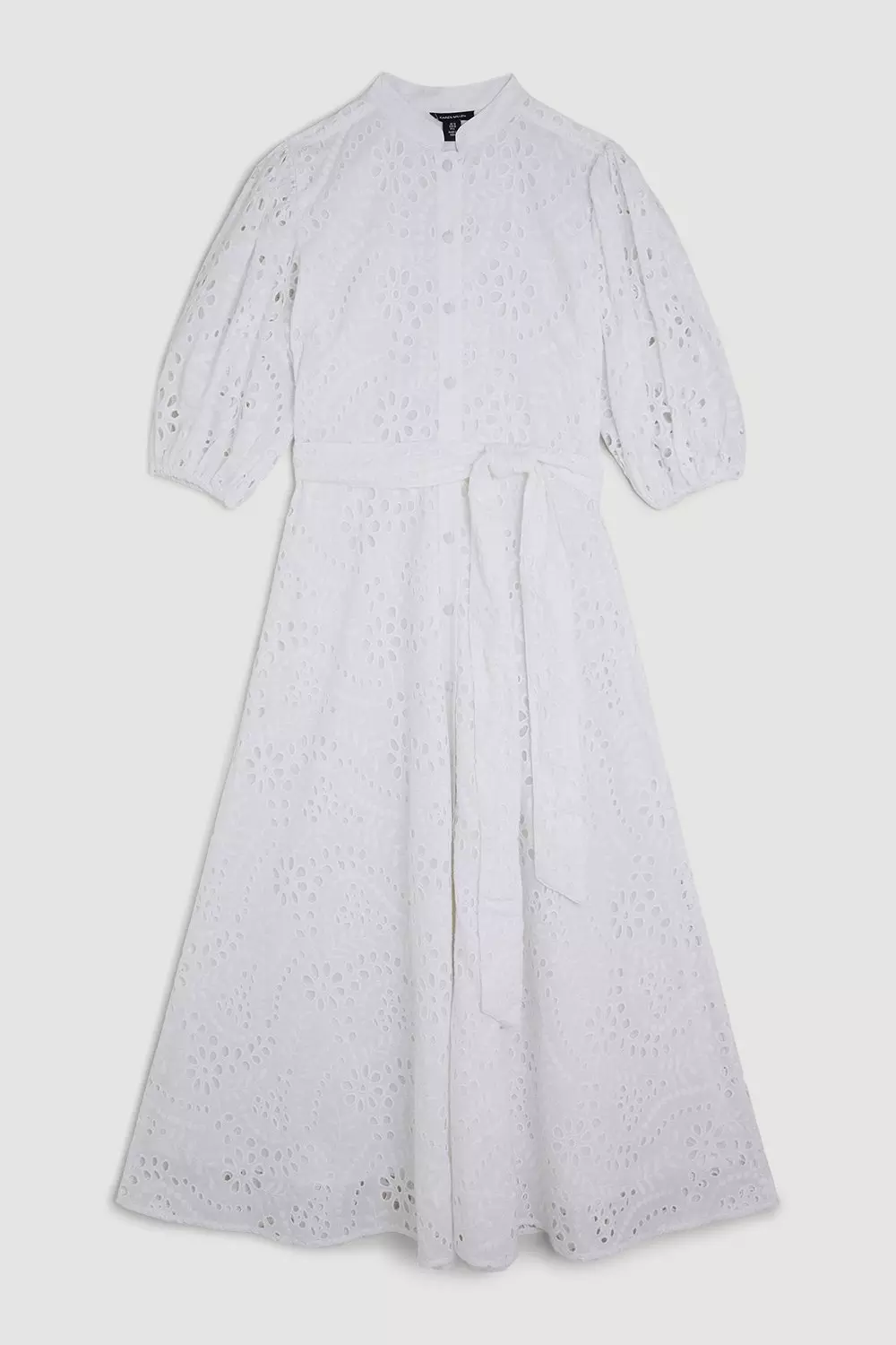KAREN MILLEN* コットン ブロダリー ベルトドレス ワンピース Cotton Eyelet Belted Woven Midi Dress | Karen Millen