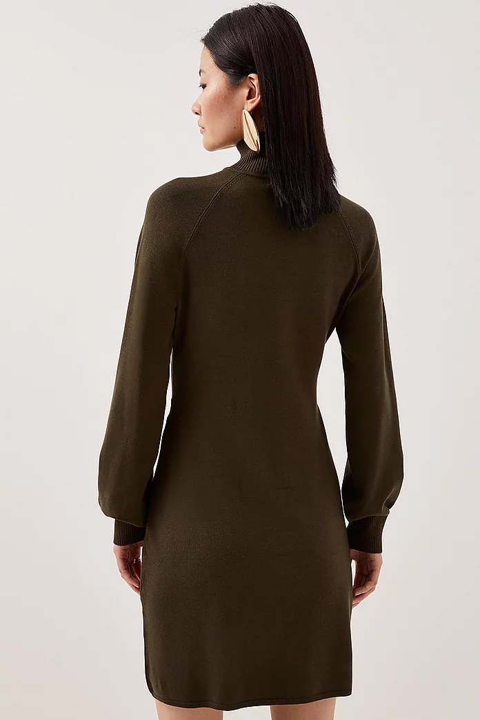 Viscose Blend Popper Detail Knitted Mini Dress | Karen Millen Viscose Blend Popper Detail Knitted Mini Dress | Karen Millen