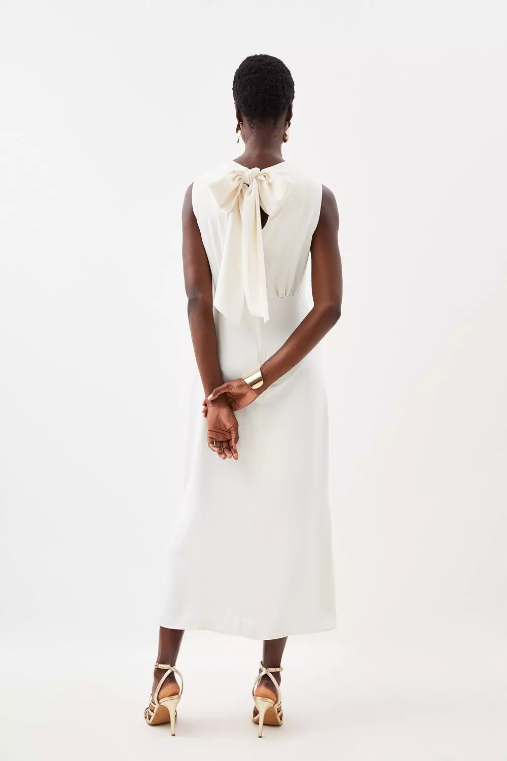 Cowl Neck Sleeveless Woven Midi Dress | Karen Millen