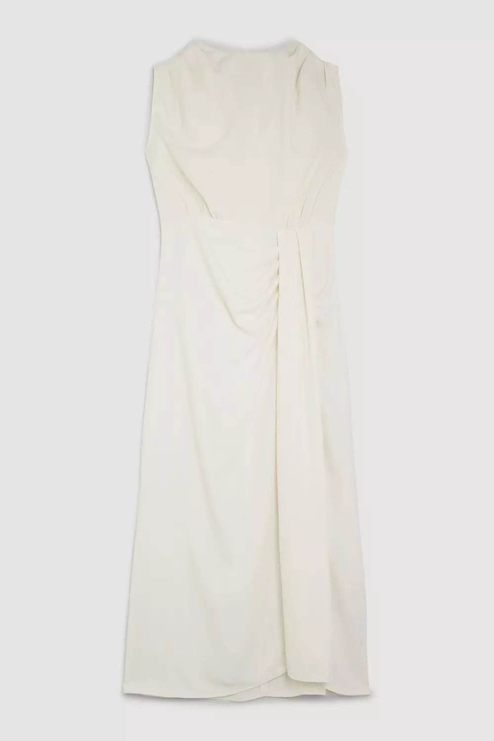   ★【プリーツ ドレス】Cowl Neck Sleeveless Dress Cowl-neck Draped Wrap Maxi Bridesmaid Dress With Front Slit
