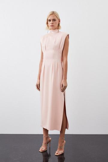 Satin Back Crepe Woven Midaxi Dress rose