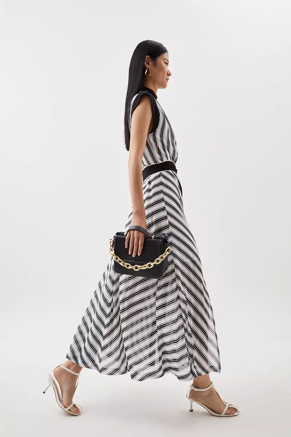 Karen millen striped maxi dress hotsell