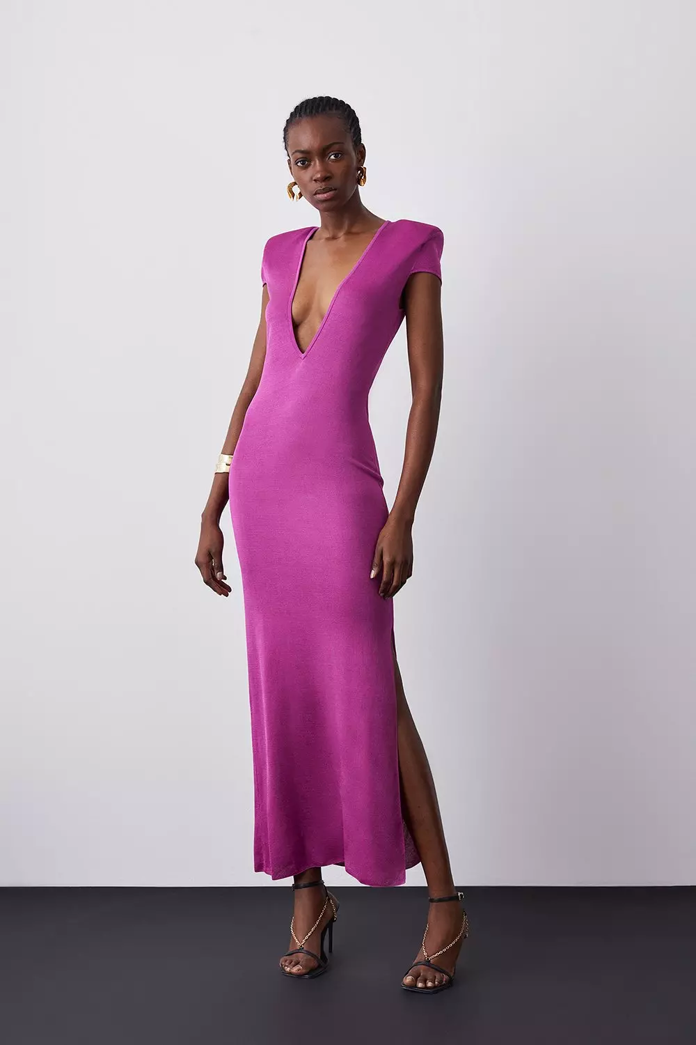 KAREN MILLEN マキシ ドレス ロング Vネック ピンク bkk11947_fuchsia_xl?$