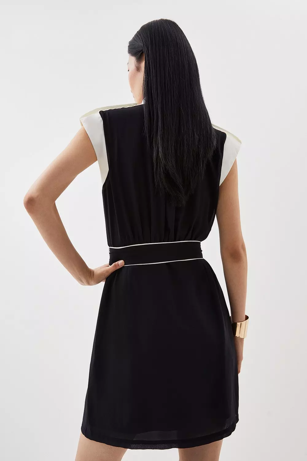Military Belted Woven Mini Dress | Karen Millen