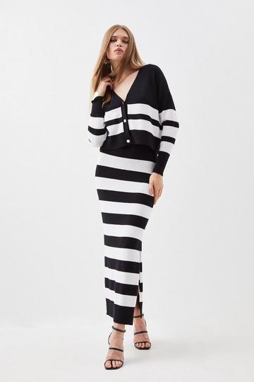 Viscose Blend Relaxed Stripe Cardi Co-Ord stripe