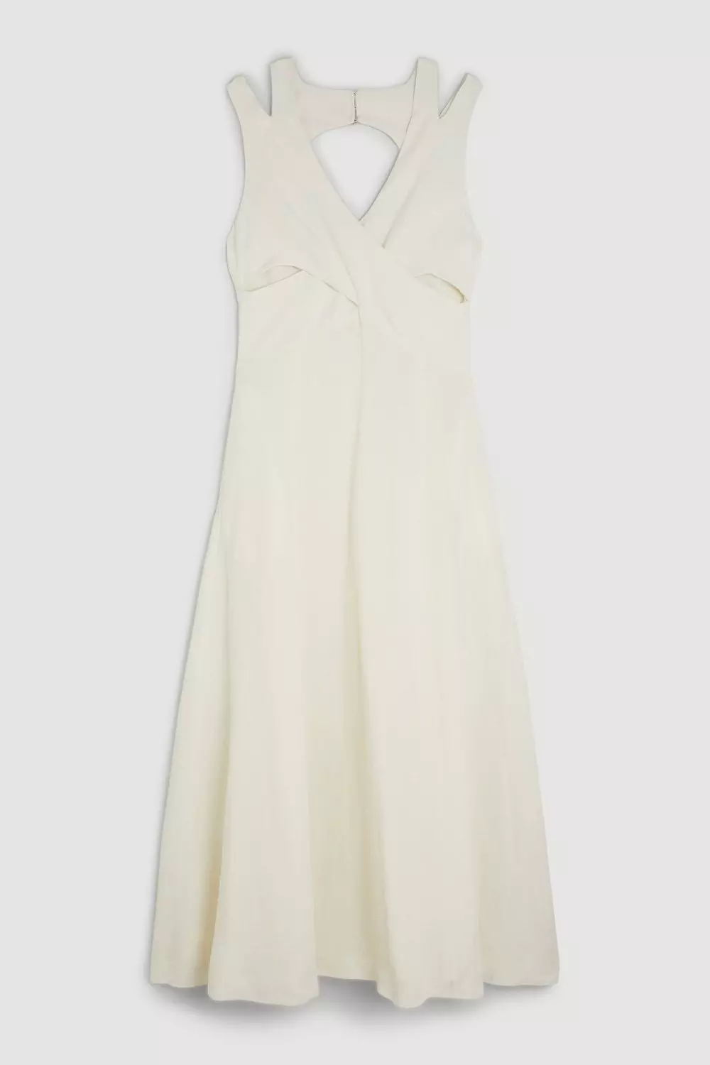 Open Back V Neck Woven Midi Dress | Karen Millen