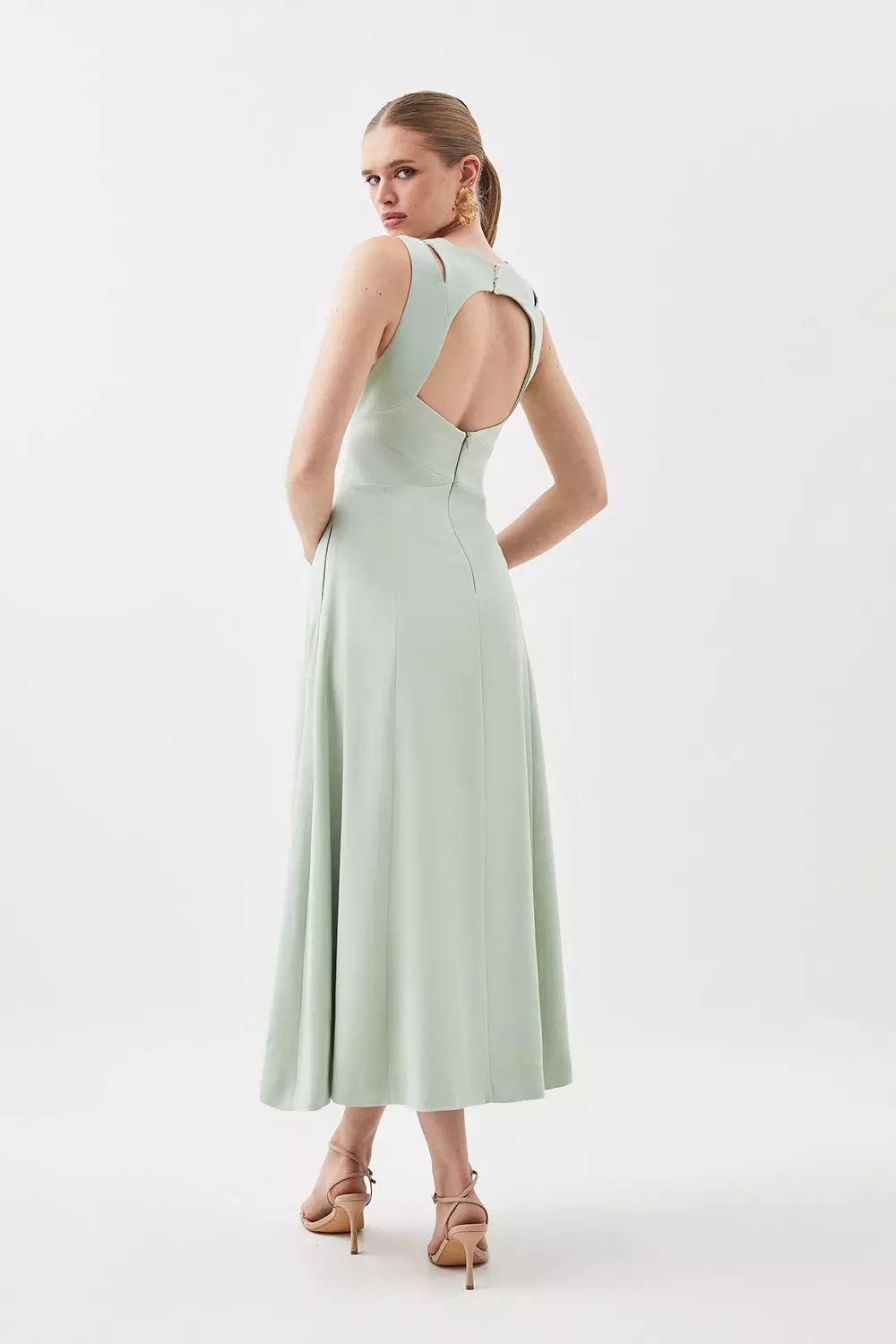 日本未入荷★Karen Millen Vネックニットワンピース Open Back V Neck Woven Midi Dress | Karen Millen
