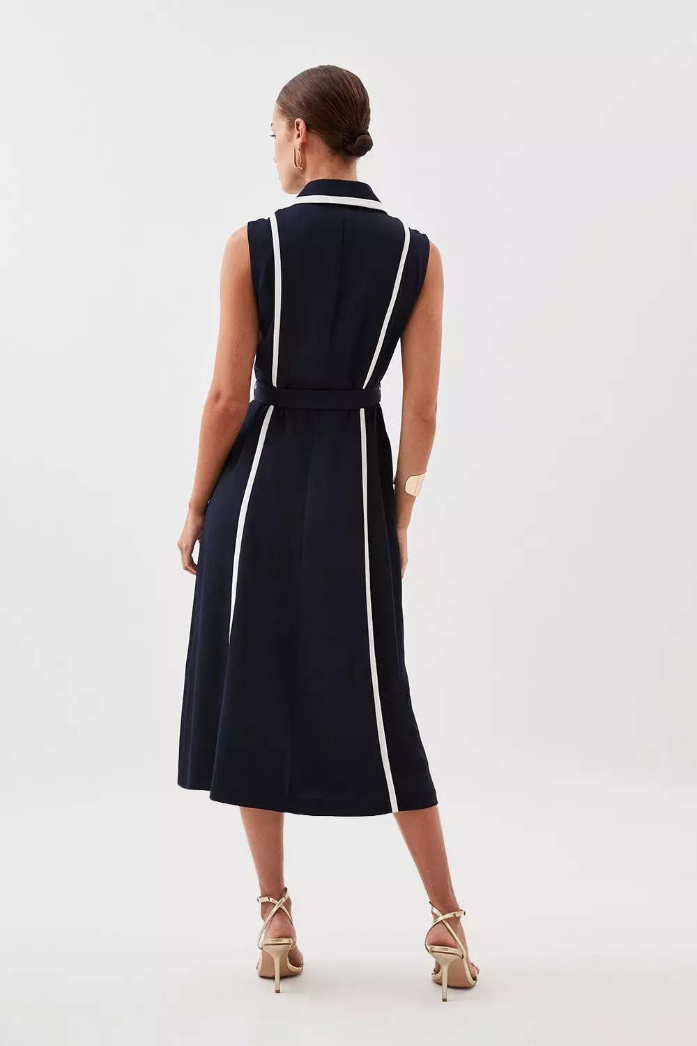 Navy sleeveless shirt dress best sale