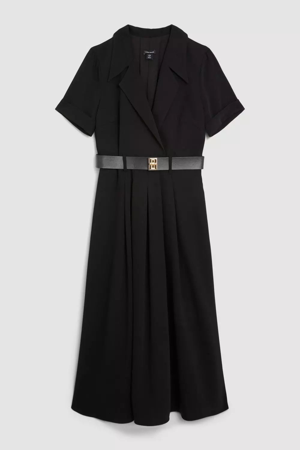 Black Soft Tailored Belted Midi Dress alternative image