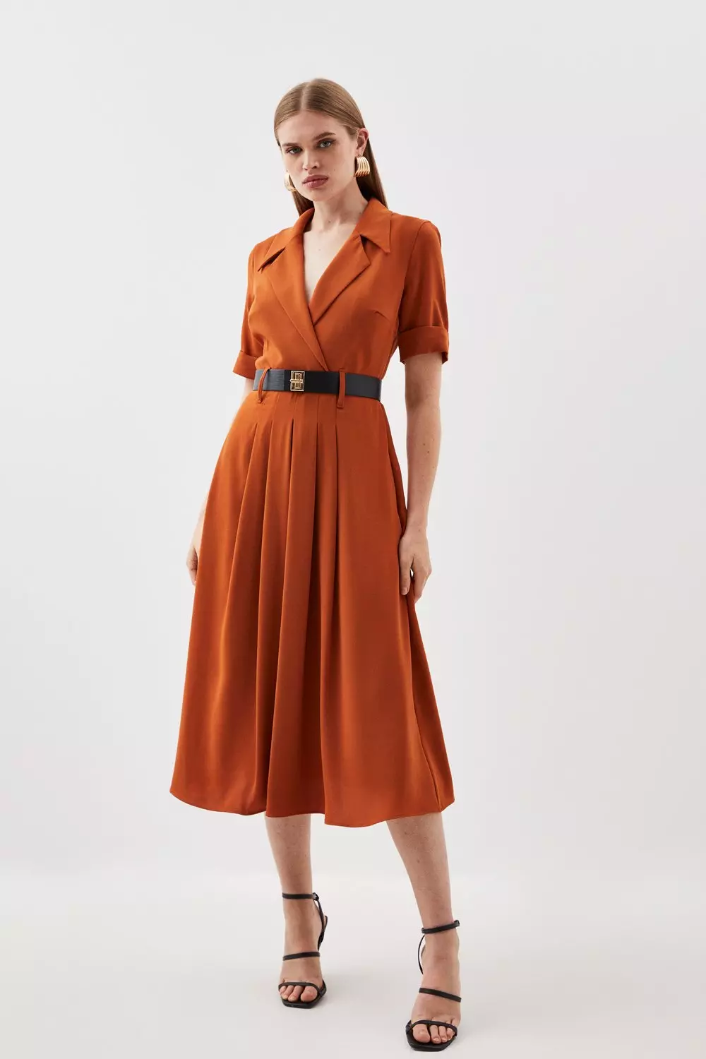 【KAREN MILLEN】ソフトテイラード ベルト付 マキシシャツドレス Lydia Millen Soft Tailored Belted Maxi Shirt Dress | Karen