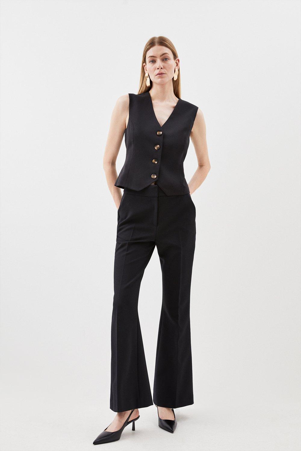 Black Clean Tailored High Waist Wide Leg Trouser