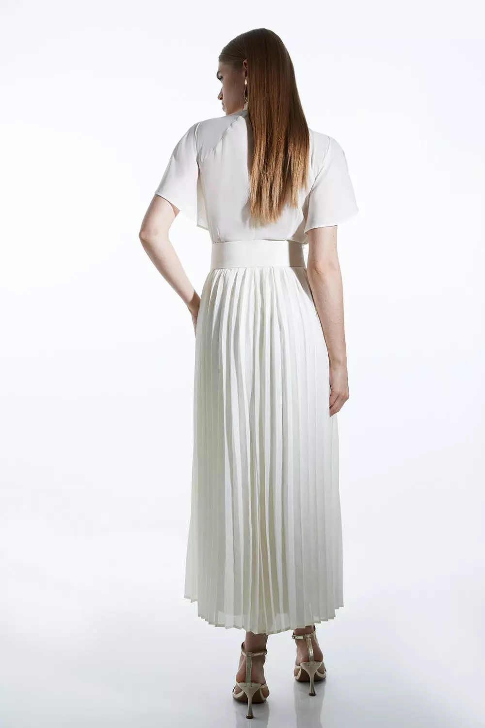 Georgette Tie Neck Woven Midi Dress | Karen Millen