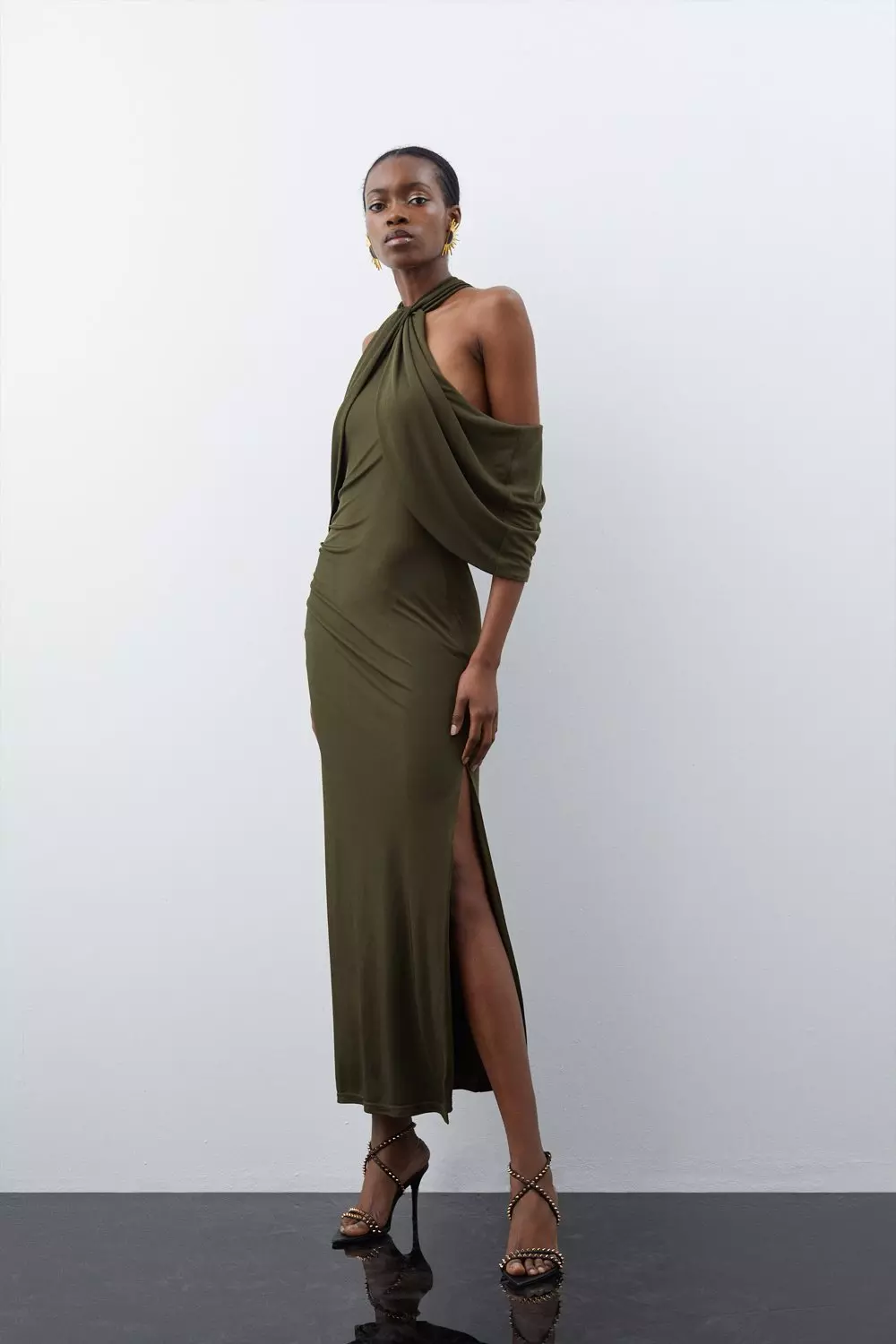 Khaki jersey dress on sale