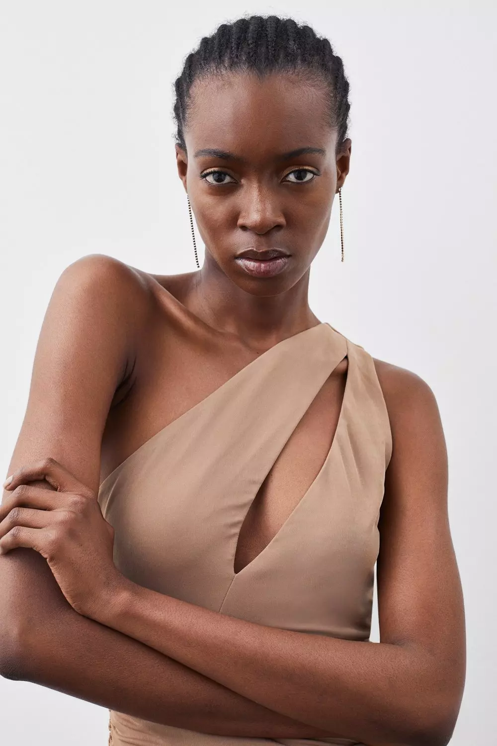 Jersey Crepe One Shoulder Midi Dress | Karen Millen