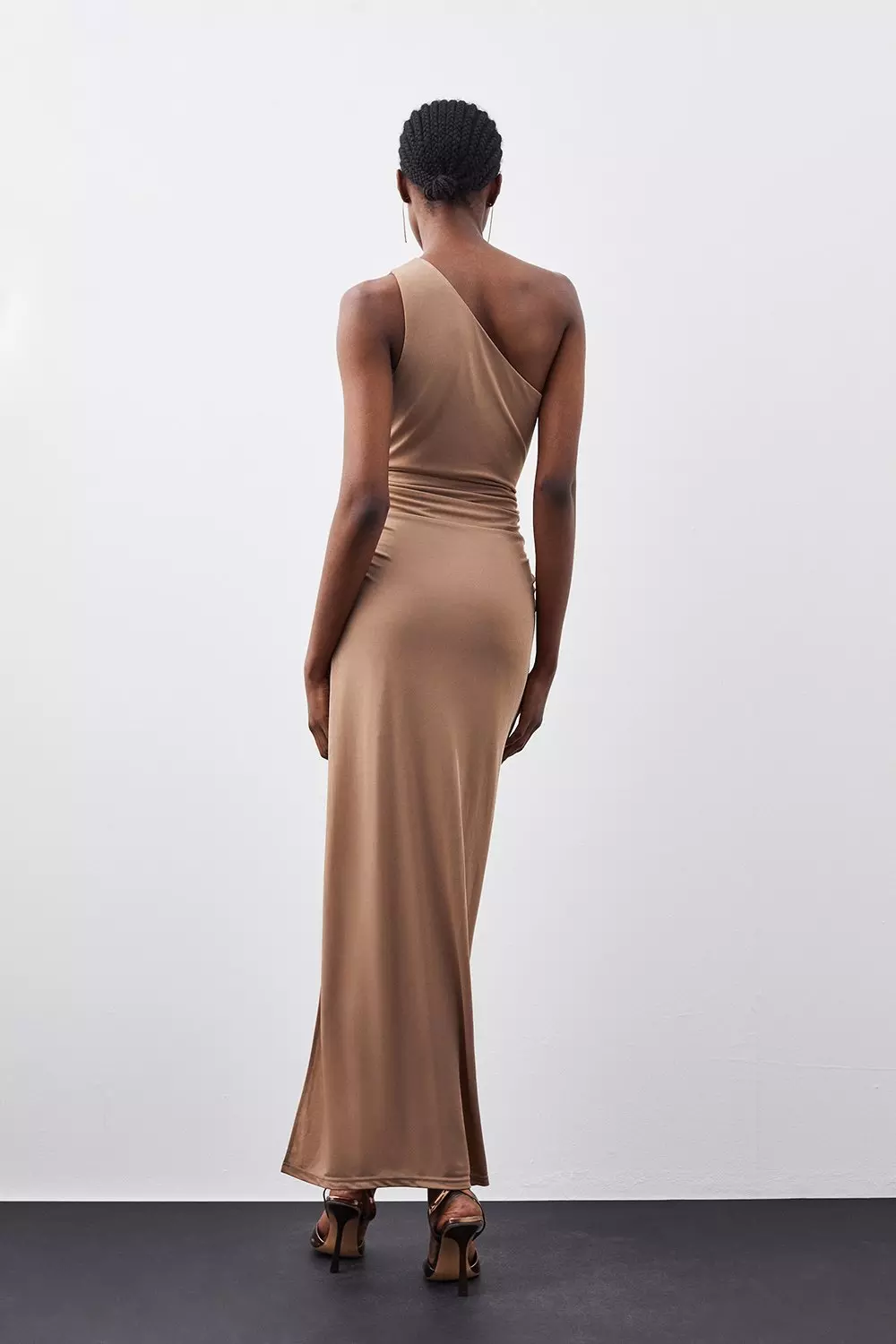Jersey Crepe One Shoulder Midi Dress | Karen Millen