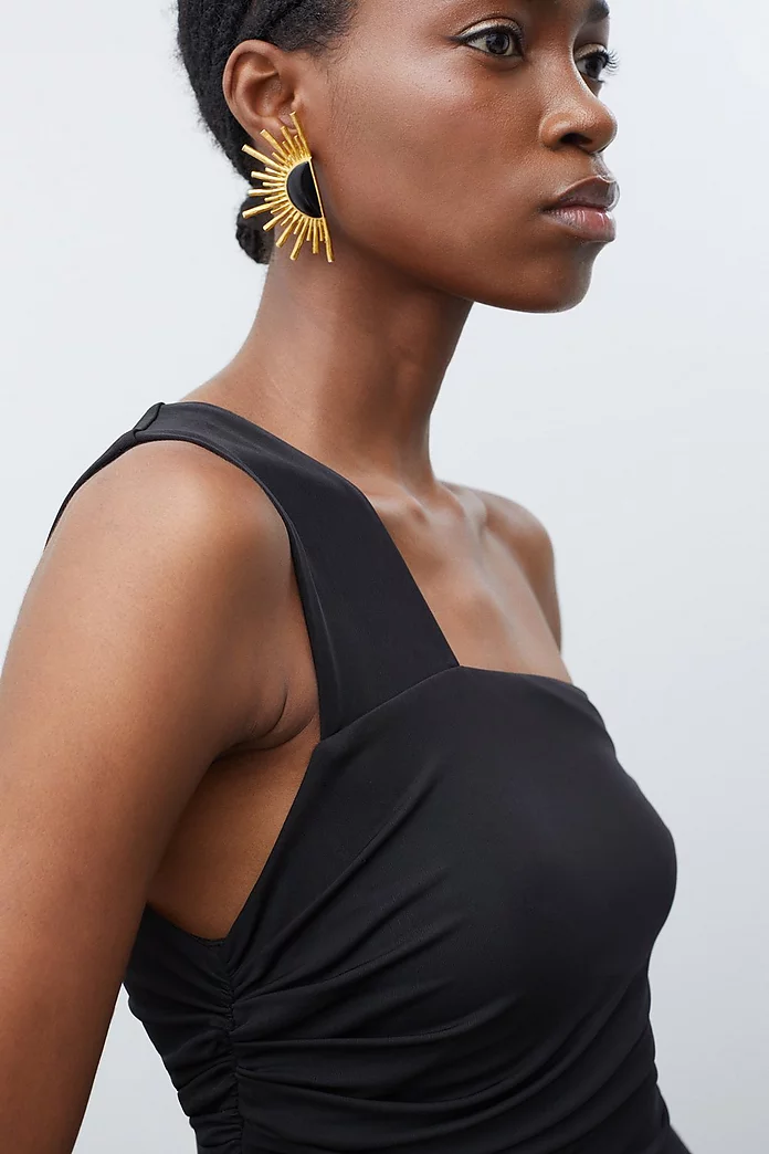 Jersey Crepe One Shoulder Mini Dress | Karen Millen Jersey Crepe One Shoulder Mini Dress | Karen Millen