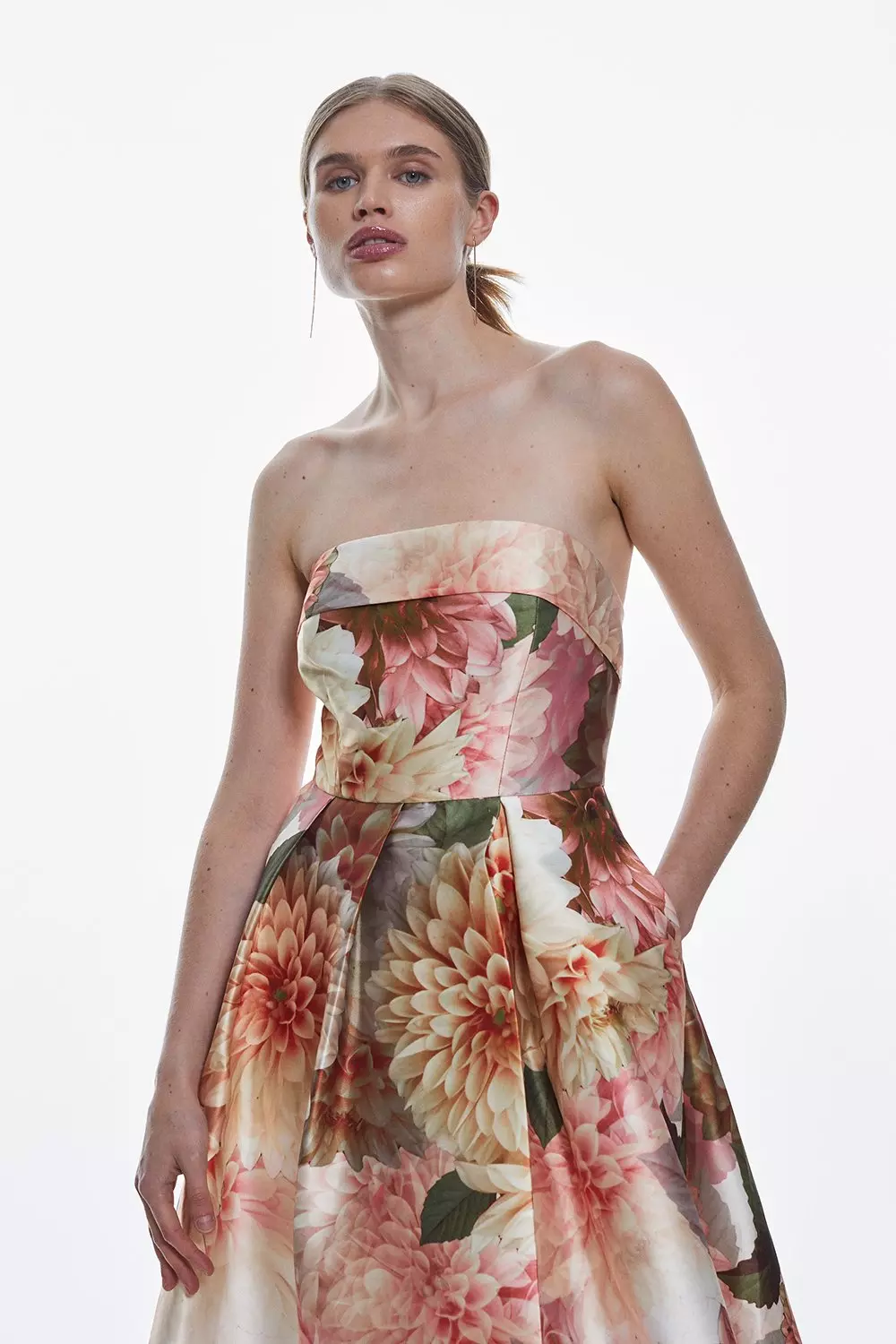 【KAREN MILLEN】Garden Floral Twill Maxi Split Prom Dress bkk24904_floral_xl?pdp.template