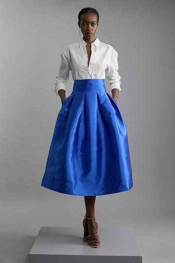 Twill Woven Prom Maxi Skirt cobalt