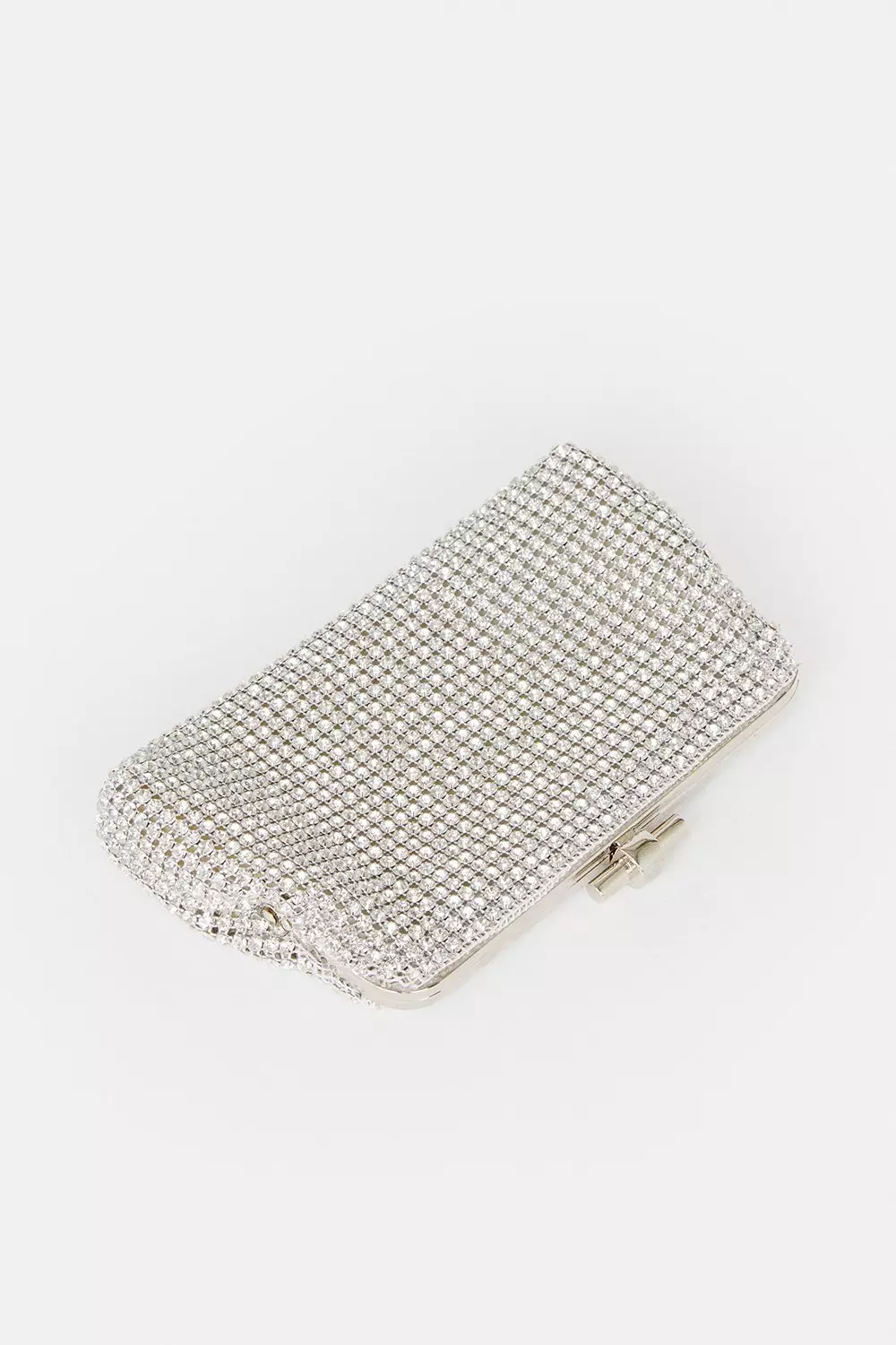 Silver clutch bag with strap on sale