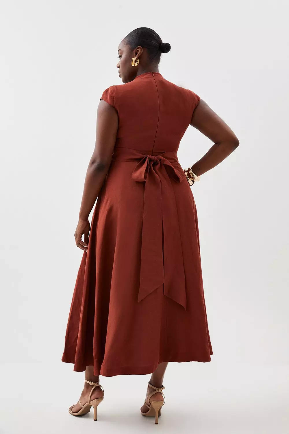 【Karen Millen】リネン ラップ リボンウエスト マキシ プチ Petite Trailing Floral Woven Plunge Maxi Dress | Karen Millen